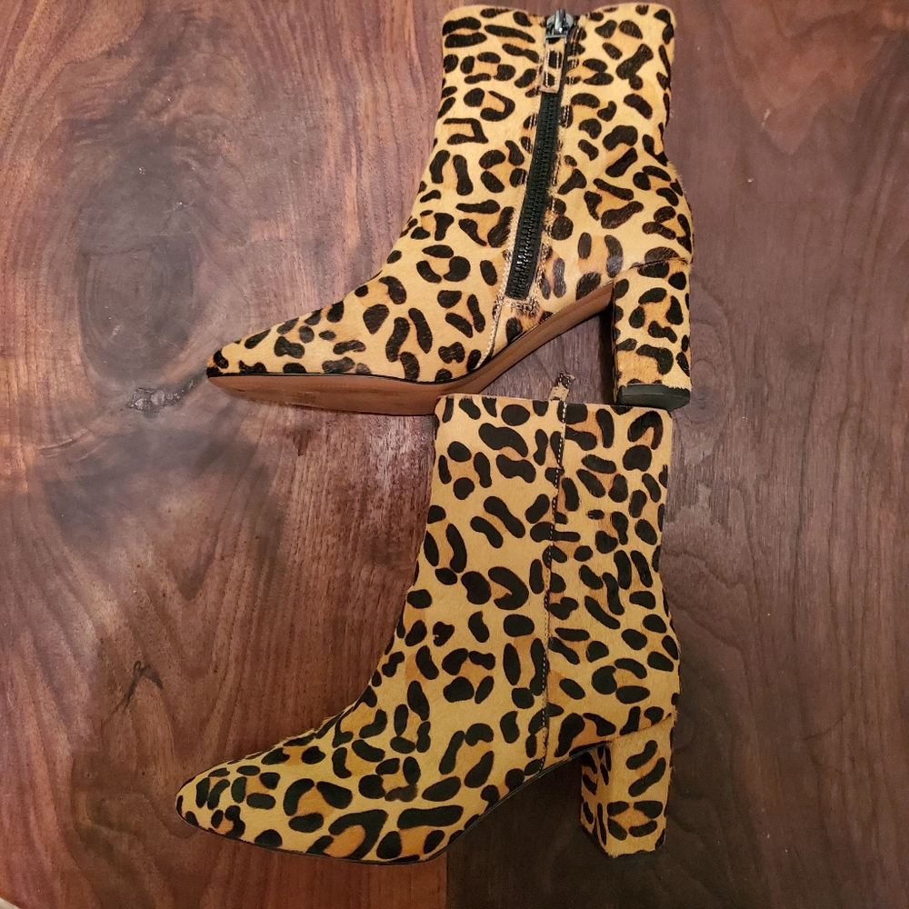 Calf Hair Leopard Print Boots